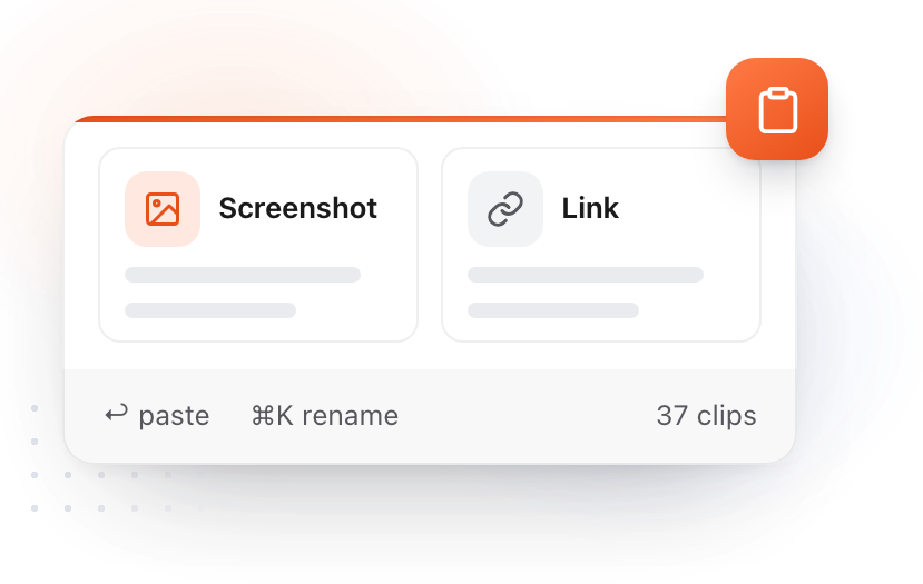 Two clips in the clipboard history, a screenshot and a link