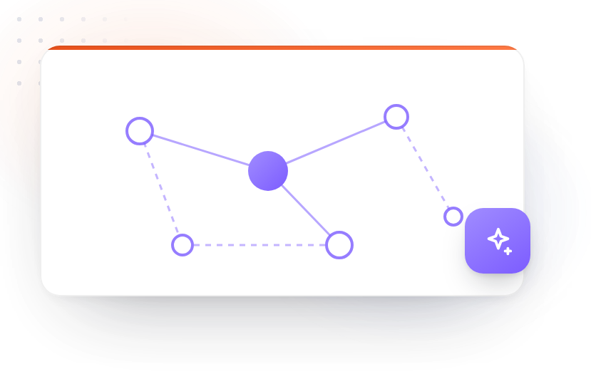 A graph of notes with solid and dotted connections