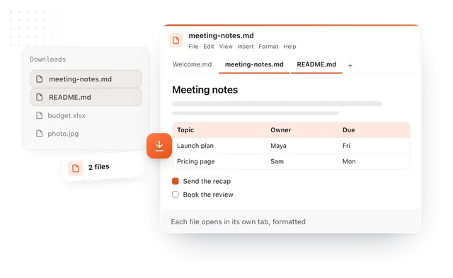 The editor with three files open in tabs